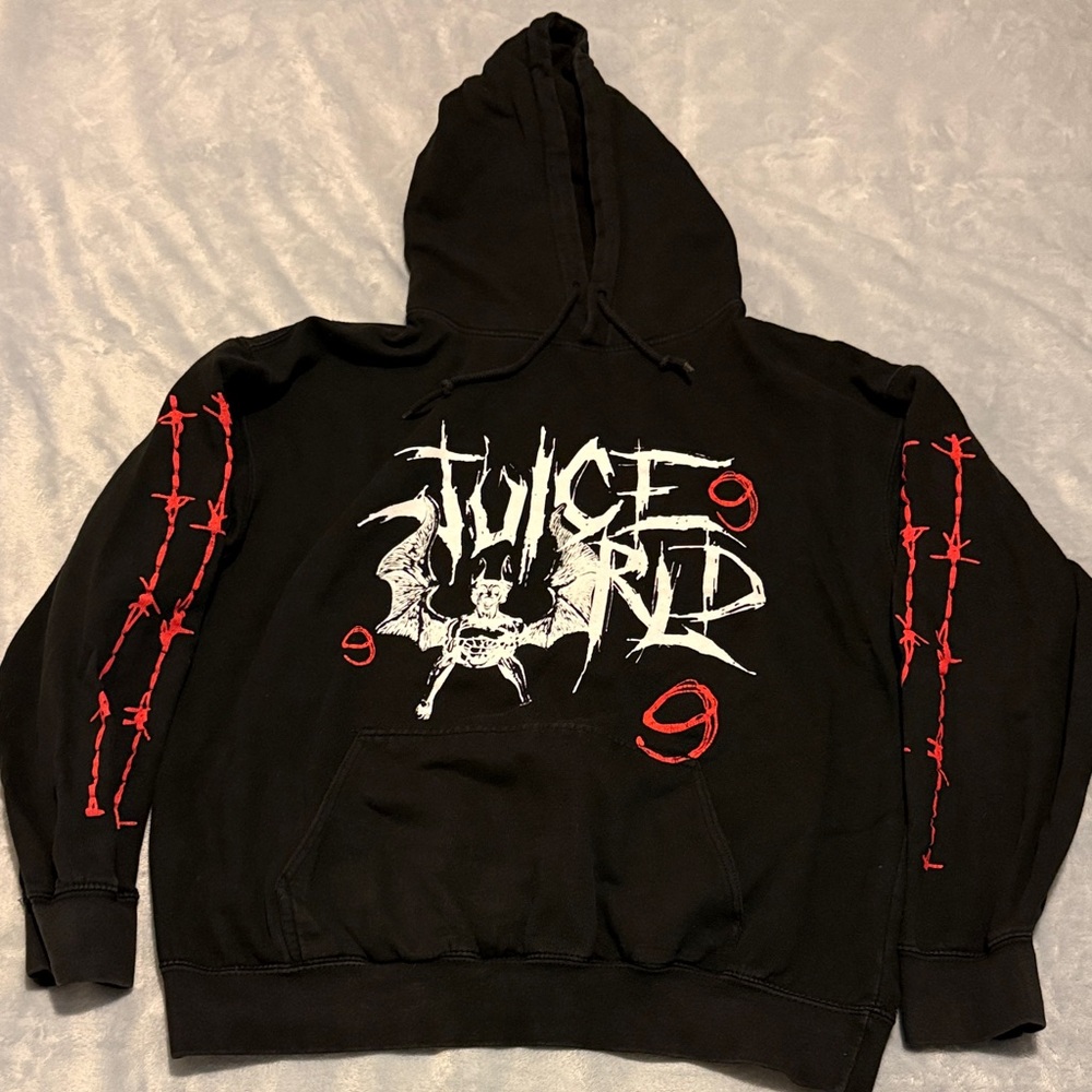 Juice WRLD 999 Black and Red Bat Hoodie